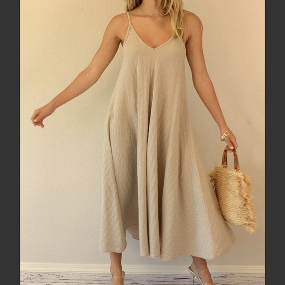 Elegant Beige Maxi Dress